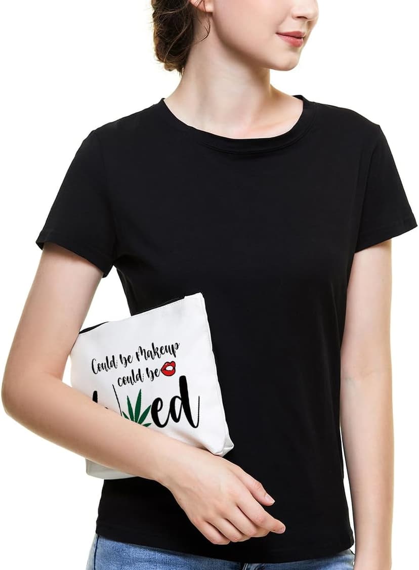 Fokongna Funny Makeup Bag Gifts For Best Friend Woman Gag Gifts for women Funny gifts Weed Small Cosmetic Bag Sister Travel Accessories Organizer Bag Toiletry Case for Birthday Christmas Gifts