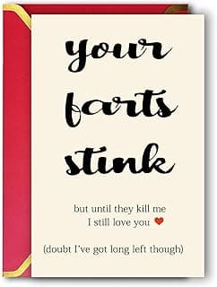 Unique Valentines Gifts for Him or Her, Humorous Birthday Card for Boyfriend, Cheeky Anniversary Card Gifts for Husband or Wife, Happy Your Farts Stink Bday Card for Fiance BF GF…