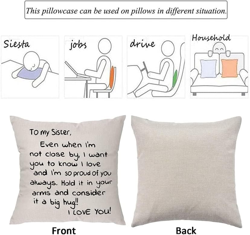 Sisters Gift From Sister,Even When I'm Not Close by I Want You to Know I Love and I Am So Proud Of You-Reminder Gift for Lady Girls Soul Siser Big Mid Lil Sisers Throw Pillow Cover