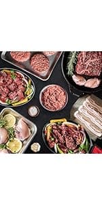 MeatWorks Chef's Choice USDA Prime Sampler Bundle – 16 Cuts: Chicken Breasts & Thighs, Bacon, Ground Beef, Sirloin Tips, Fajita Strips & Chuck Roast (Approx. 7.5 lb) – Meat Gift Box