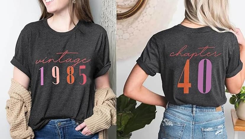 40th Birthday Gift for Women Vintage 1985 Shirt Letter Print Retro Party Tops Casual Short Sleeve Tee