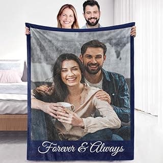 Sherpa Fleece Custom Photo Blanket - Soft, Warm, Personalized Couples Gifts for Boyfriend, Girlfriend - Customized Picture Blanket for Birthday, Christmas