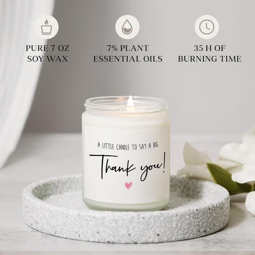Thank You Gifts for Women, Men, Hostess Gift, Lavender Scented Soy Wax Candle, Appreciation Gifts for Teacher Coworker Employee Boss Nurse, a Little Candle to Say A Big Thank You, Handmade