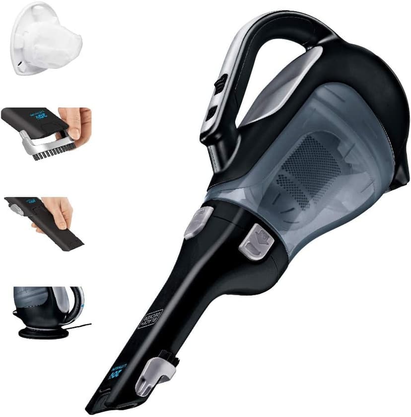 BLACK+DECKER dustbuster 20V Hand Vacuum Cordless Rechargeable, Car Vacuum Portable, Powerful Suction AdvancedClean Hand Vac with Extendible Crevice Tool, Flip-Up Brush and Charging Base (BDH2000L)