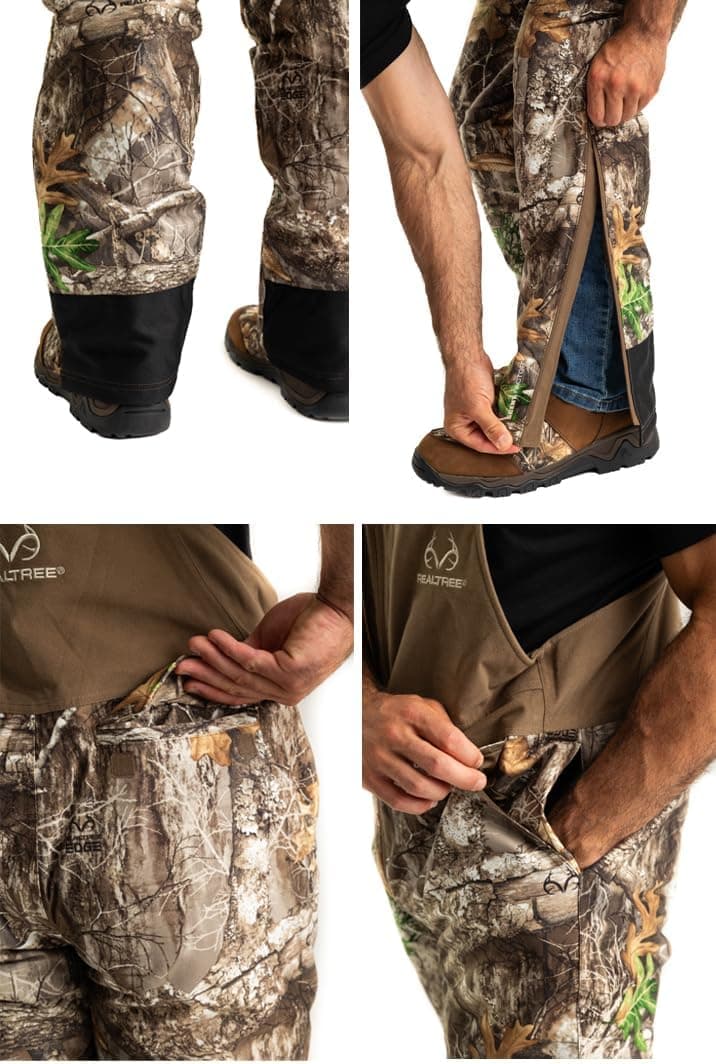 Realtree Men's Camo Hunting Insulated Water Resistant Breathable Midweight Super Warm Bibs Coveralls