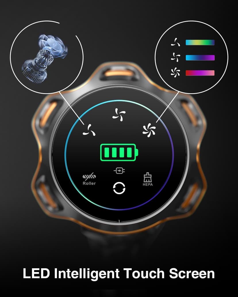 Cordless Vacuum Cleaner, 650W 55KPa 70Mins Vacuum Cleaners for Home, Self-Standing Stick Vacuum with Anti-Tangle Brush & OLED Touch Screen, Vacuum Cleaner for Hardwood Floors,Carpet,Pet Hair,Car (Red)