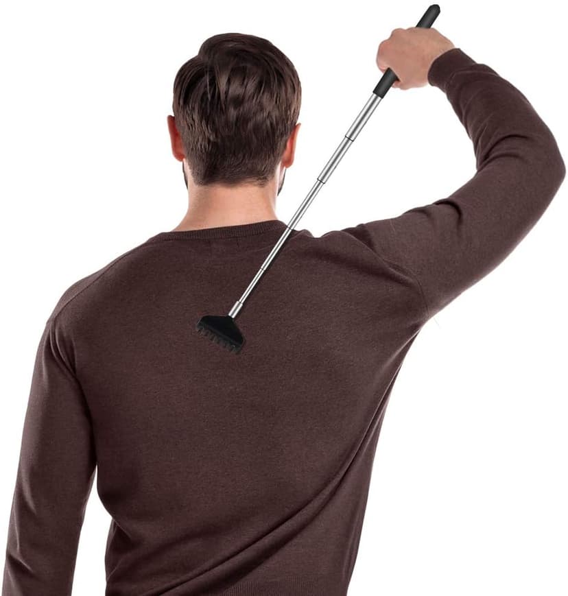 6 Pack Extendable Back Scratcher - Portable Telescoping Metal Back Scratchers/Hand Massager with Soft Rubber Handles for Thanksgiving, Birthday, Christmas Gifts