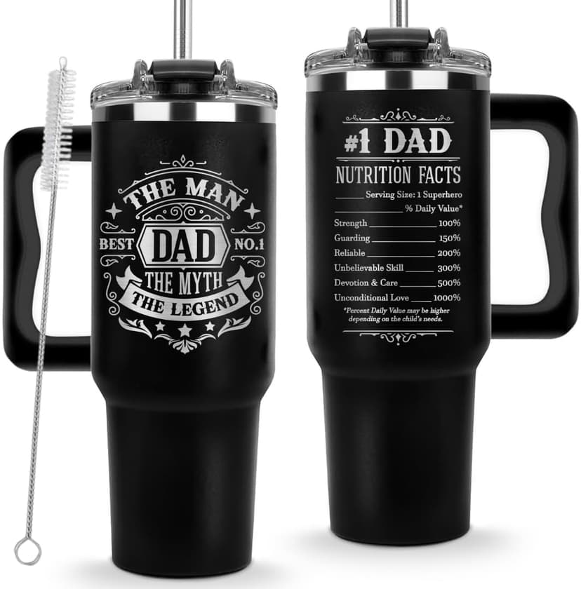 Father Day Gifts For Dad from Daughter Son Kids, Birthday Gifts for Daddy, Present for Dads, Dad Tumbler 40 Oz, Best Father Mug, Cool Coffee Cup Ideas for Papa, Elderly Fathers, Step Daddy, New Papa