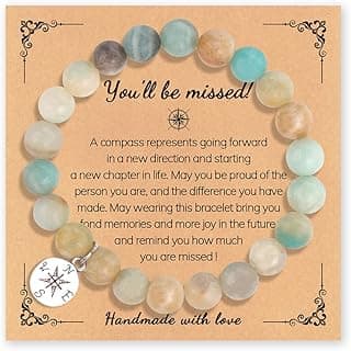 Sisadodo Going Away Gifts for Men Women Coworker Natural Stone Bracelet for Farewell Retirement Gift for Colleague Inspirational Gifts