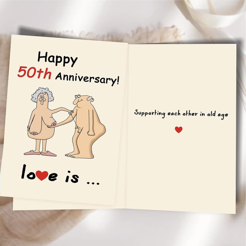 Funny 50th Wedding Anniversary Card for Men Women, Funny 50 Years Anniversary Decorations Gifts for Couple Husband Wife
