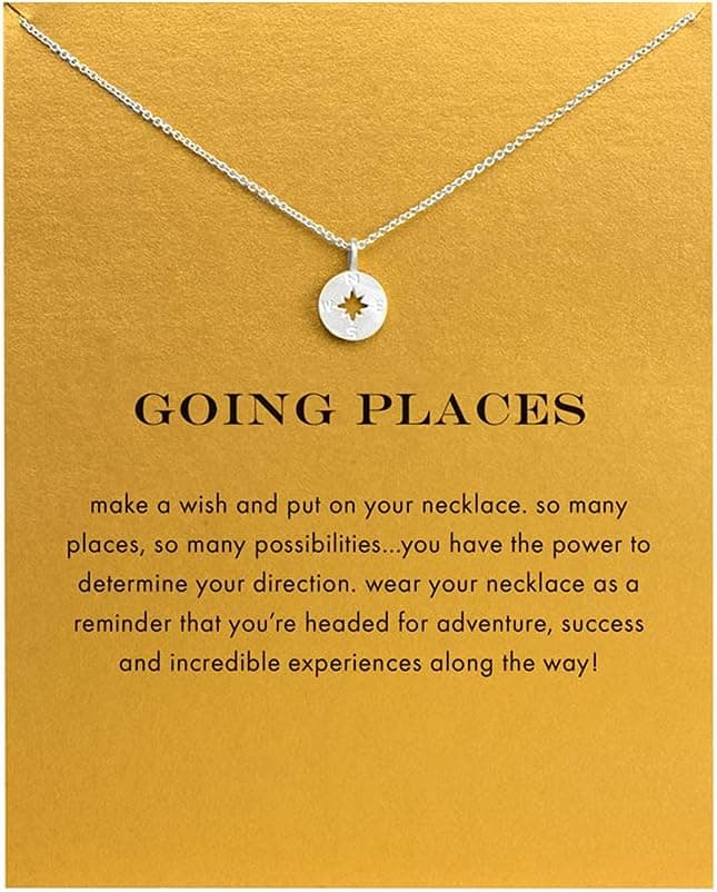 8Pack Friendship Unicorn Necklace Set Good Luck Elephant Pendant Chain Necklace with Message Card Party Favors Birthday for Women (Silver)