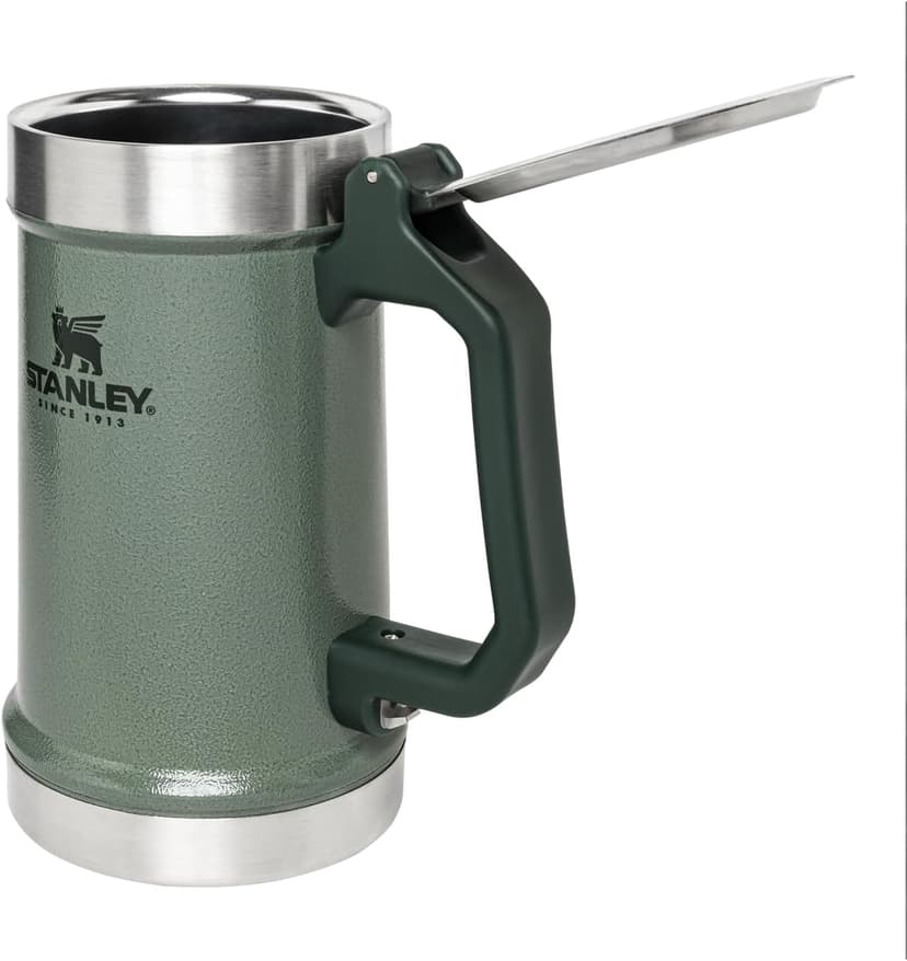 STANLEY Classic Bottle Opener Beer Stein 24 oz | Flip Up Lid and Heavy Duty Handle with Built In Bottle Opener | Insulated Stainless Steel Beer Mug | BPA-Free