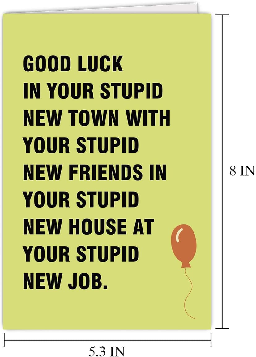 Supoeguk Hilarious Moving Away Gift for Friend, Sarcasm Good Luck Card for Men & Women, Farewell & Goodbye Card