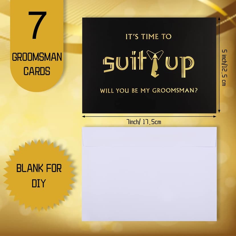 Zonon 8 Pcs Groomsmen Proposal Cards 7 Will You Be My Groomsman and 1 Best Man Card with Envelopes 5 x 7 Inch Suit up Funny Groomsmen Proposal Invitation Gifts for Wedding Supplies