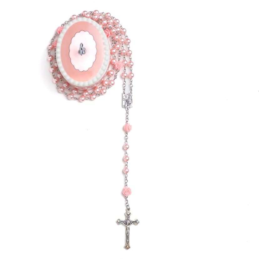 Girls My First Pink Rosary & Keepsake Box, Catholic Baptism Gifts for Baby Girl or Dedication Baptism Gifts for Girl or Kids