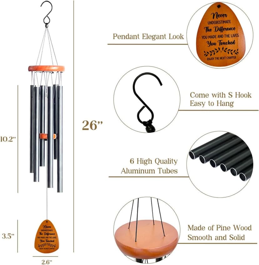 Farewell Gifts for Coworkers Moving Away Gifts for Friends Retirement Gifts for Women Men Goodbye Gifts for Coworkers Going Away Gifts for Coworkers Women Next Chapter Wind Chimes