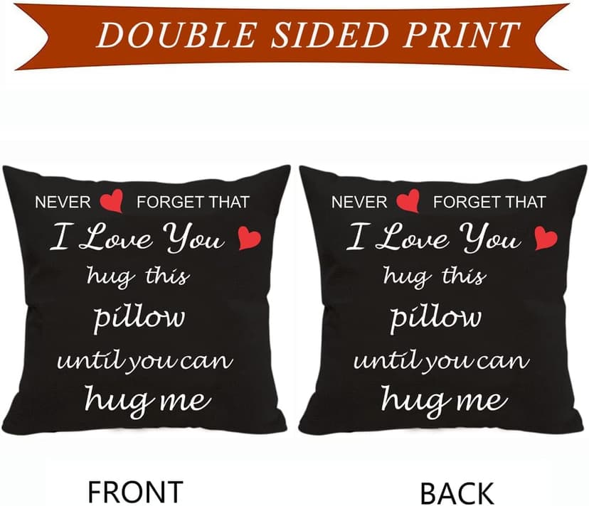 Anrkets Two Sided Printing Lover Pillow Cover I Love You Hug This Pillow Until You Can Hug Me, Valentine's Day Birthday Gifts for Girlfriend Cotton Linen Square Decorative Waist Pillowcase 18"x 18"
