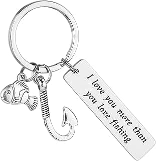 Fishing Keychain - I Love You More Than You Love Fishing Keychain Gift for Dad, Boyfriend, Husband, Fiance, Birthday, Christmas