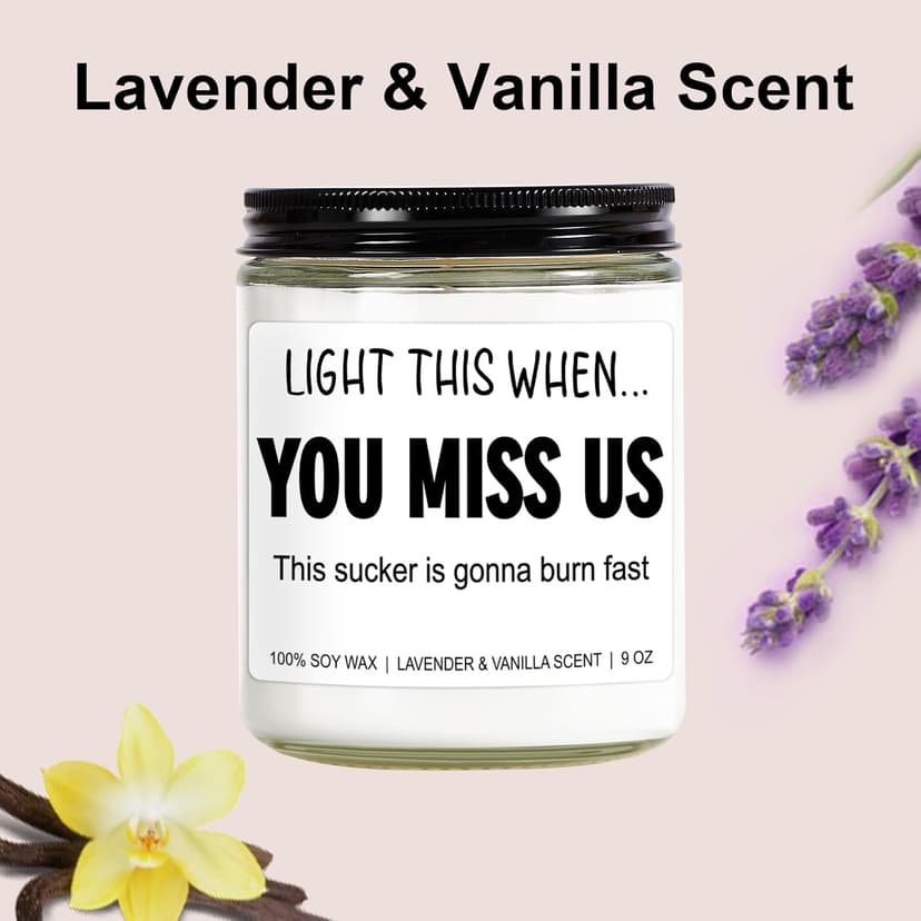 Funny Scented Candle, We Will Miss You, Moving Away Gifts for Friend, Farewell, Goodbye, Going Away Gifts for Coworkers Women, Men, Boss, Coworker Leaving, Retirement Presents - 9 oz