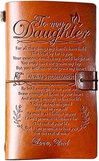 Daughter Gift from Dad, GIFTRRY to My Daughter Leather Journal, 140 Page Refillable Writing Journal, Graduation Birthday Gifts for Daughter from Dad, Father Daughter Gifts for Adults Daughter