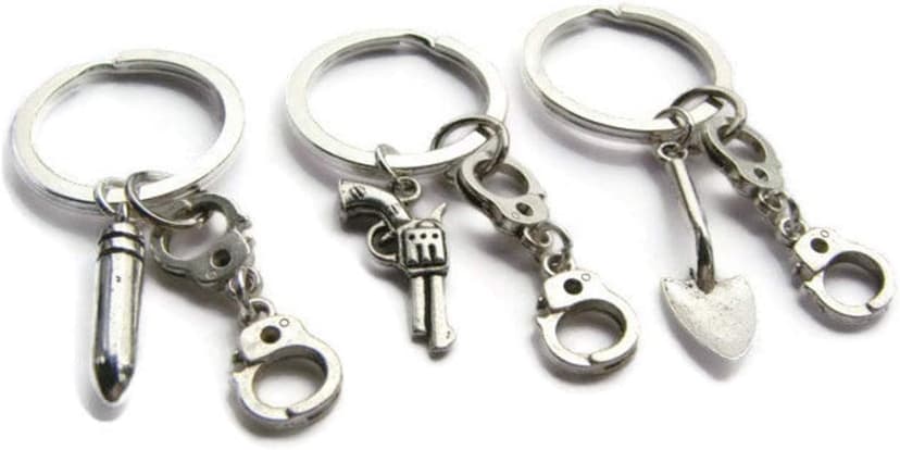 DODXALL 3 Partners in Crime Keyrings, Best Friends Keychain Set, Friendship Jewelry, Handcuff Jewellery, BFF Token, Sisters Gift for Birthday