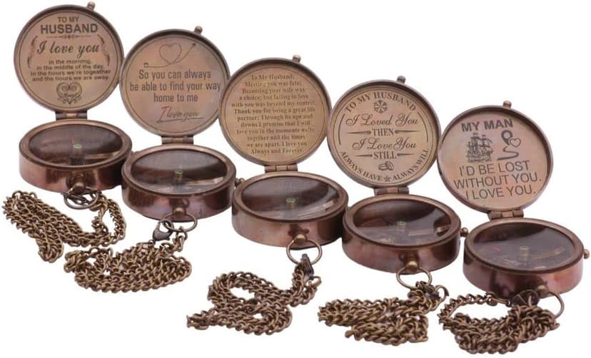 to My Husband I Love You, Brass Compass Engraved Gifts for Men, Bronze for Men, Romantic Gifts for Him/Her, Keepsake Gifts for Husband, 5th/25th 50th Wedding Ideas