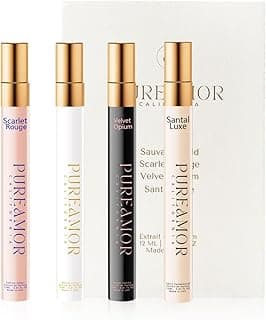 Pheromones Perfumes for Women, 4-pack Giftbox Perfume Set, Amber Vanilla, Saffron Amber, Woody Citrus, Spicy Sandalwood, 1.64fl. Enhanced Scents Pheromone Cologne for Men&Women,Travel Size Perfumes