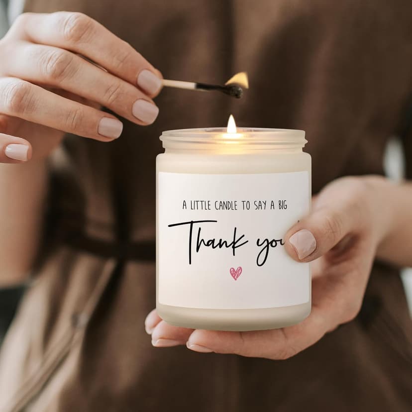 Thank You Gifts for Women, Men, Hostess Gift, Lavender Scented Soy Wax Candle, Appreciation Gifts for Teacher Coworker Employee Boss Nurse, a Little Candle to Say A Big Thank You, Handmade