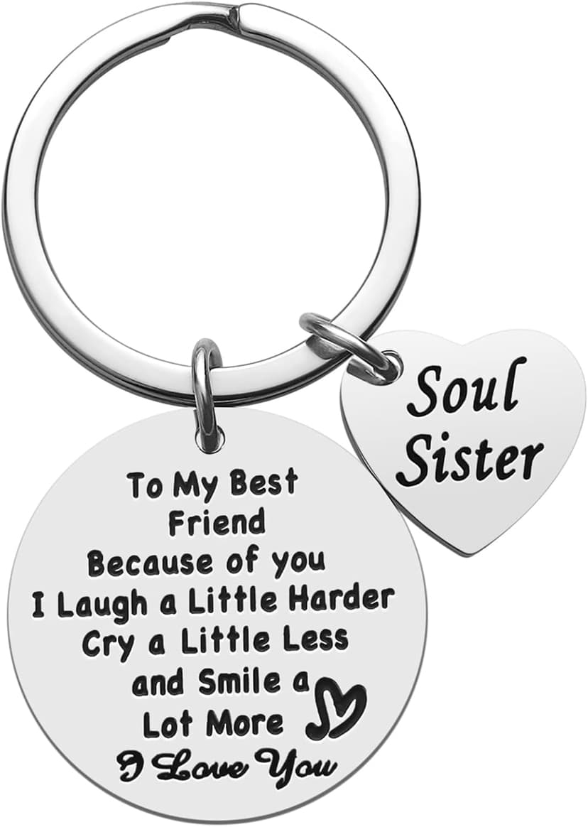 iJuqi Soul Sister Keychain Gift for Best Friends - Birthday and Christmas Gifts for Women