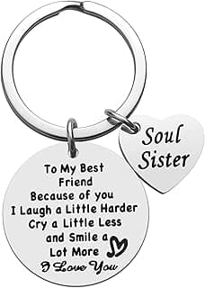iJuqi Soul Sister Keychain Gift for Best Friends - Birthday and Christmas Gifts for Women