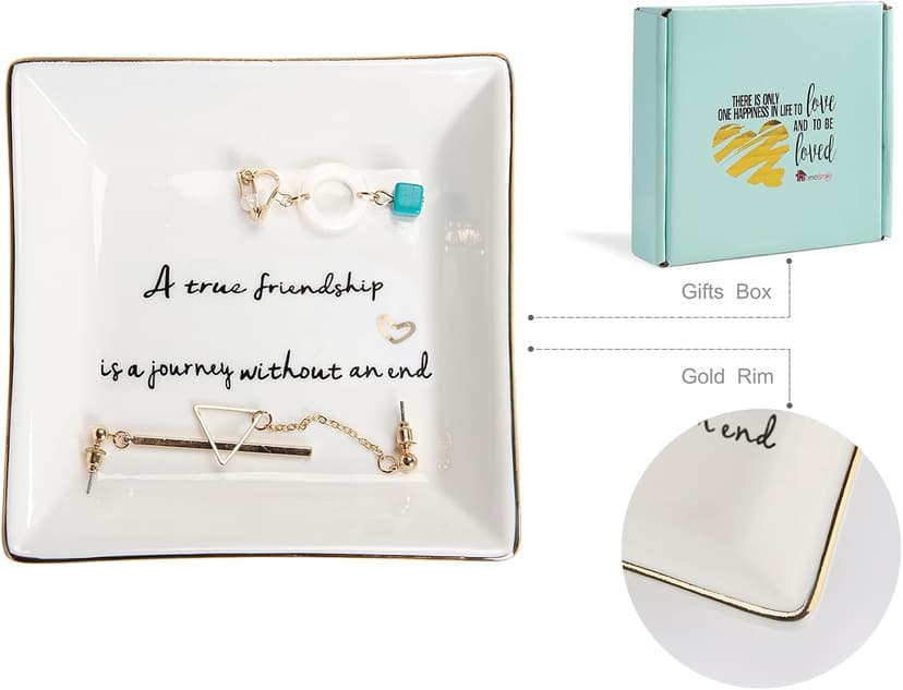 HOME SMILE Ceramic Ring Dish Jewelry Tray for Mom Sister Friends