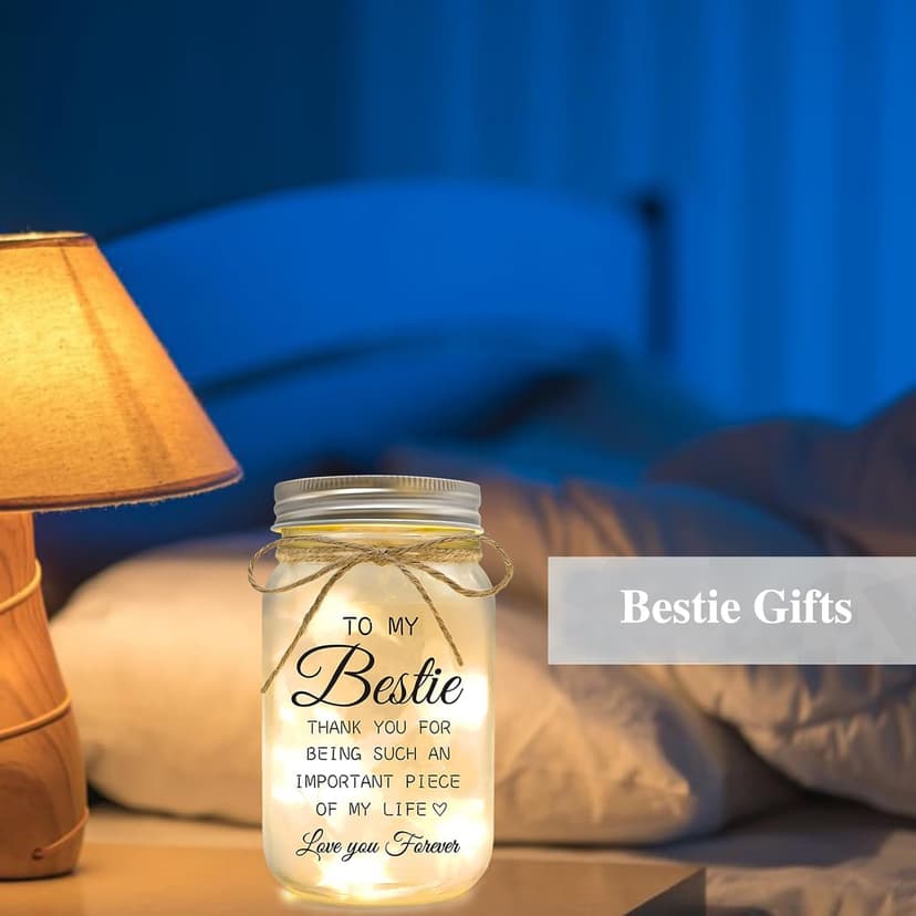 Bestie Gifts for Women Friendship - Mason Jar Night Lights for Friend, Gifts for Friends Female, BFF Soul Sister Work Bestie Gifts for Women, Birthday Thankgiving Christmas Gifts