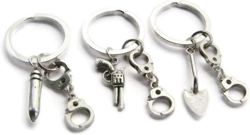 DODXALL 3 Partners in Crime Keyrings, Best Friends Keychain Set, Friendship Jewelry, Handcuff Jewellery, BFF Token, Sisters Gift for Birthday