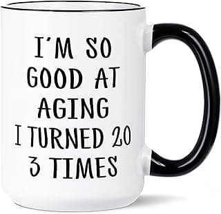 Aurahouse 60th Birthday Gifts for Women Men Mug, Funny Gift Ideas for 60th Birthday Women, 60 Year Old Birthday Gifts for Women Men Mom Dad Sister Friend Aunt, Turned 20 3 Times Coffee Cup Decorations