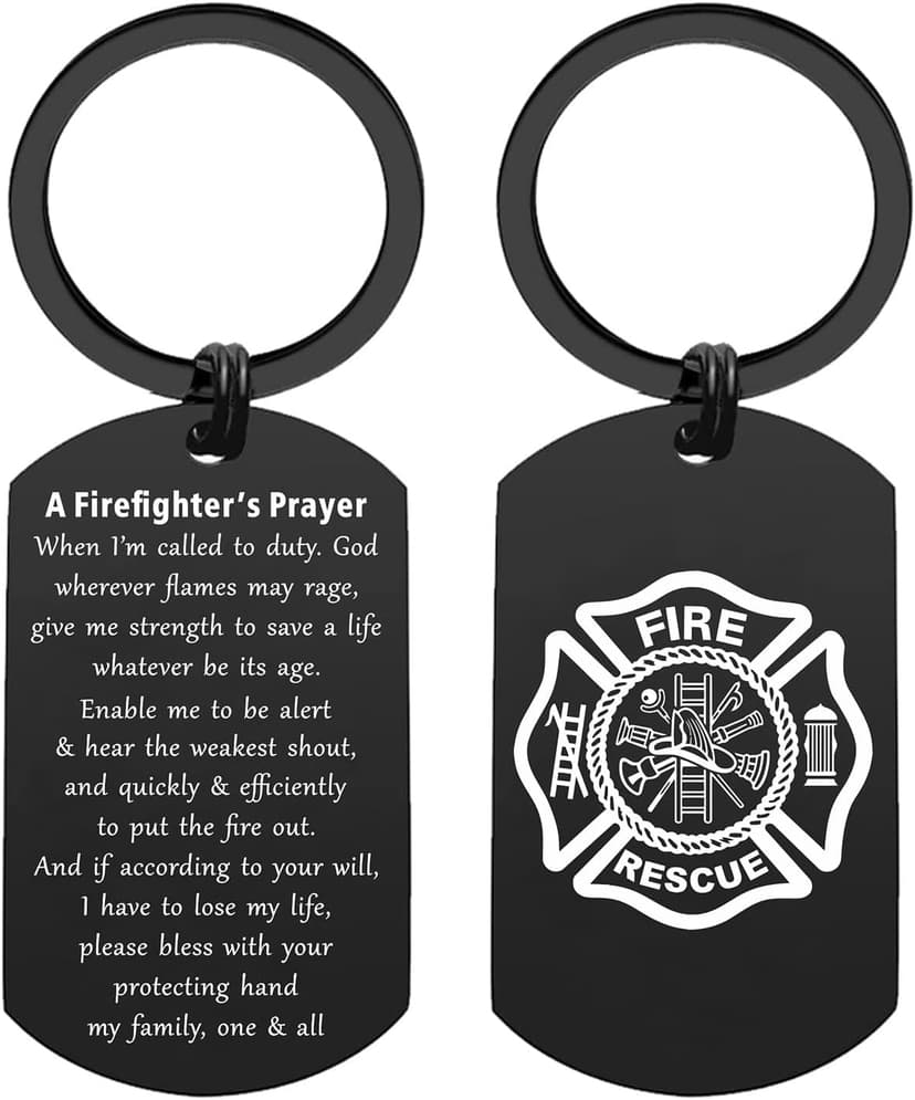 ENGZHI Firefighter Gifts for Men Fire Man Prayer Keychain- God Give Me Strength To Save A Life - Fire Fighter Gift Men