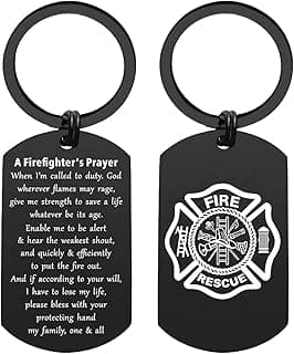 ENGZHI Firefighter Gifts for Men Fire Man Prayer Keychain- God Give Me Strength To Save A Life - Fire Fighter Gift Men
