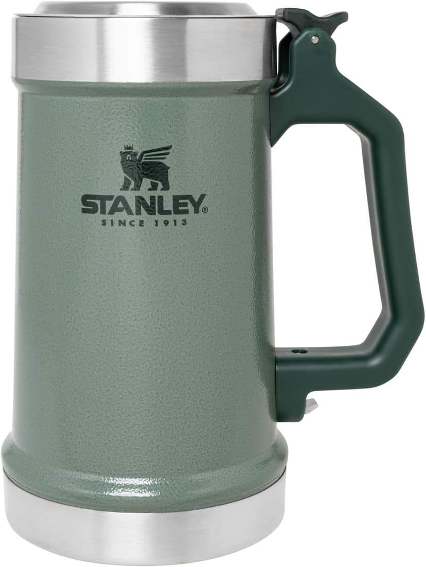 STANLEY Classic Bottle Opener Beer Stein 24 oz | Flip Up Lid and Heavy Duty Handle with Built In Bottle Opener | Insulated Stainless Steel Beer Mug | BPA-Free