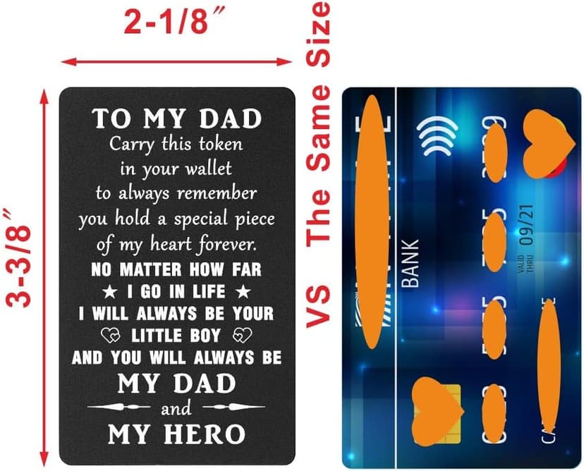 TANWIH Gifts for Dad You Are My Hero - Best Dad Birthday Gifts from Son, Father Son Engraved Wallet Card, Meaningful Fathers Day Christmas Presents for Men
