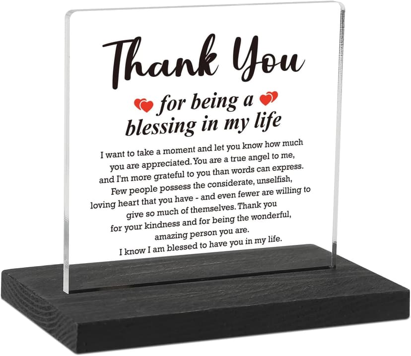 Thank You Gifts for Women Men, Appreciation Gifts for Friends, Birthday Retirement Gifts for Mom Family, Thank You for Being A Blessing in My Life Home Office Desk Décor Sign, DSF135