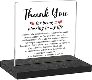 Thank You Gifts for Women Men, Appreciation Gifts for Friends, Birthday Retirement Gifts for Mom Family, Thank You for Being A Blessing in My Life Home Office Desk Décor Sign, DSF135