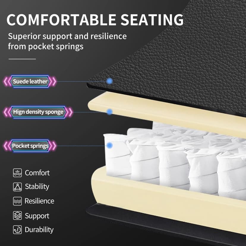 Gaming Chairs for Adults Tall and Kids，Lumbar Support,LED Lights，High Back Reclining Computer Chair with Headrest (Black+Blue)