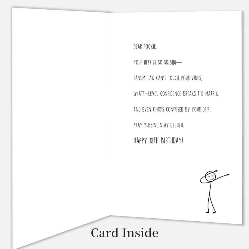IDU 18th Birthday Card,Happy 18th Birthday Gifts & Decorations for Boys Girls,Funny 18 Year Old Birthday Gifts Cards for Son Daughter with Gen Z Slang Meme-Inspired Design