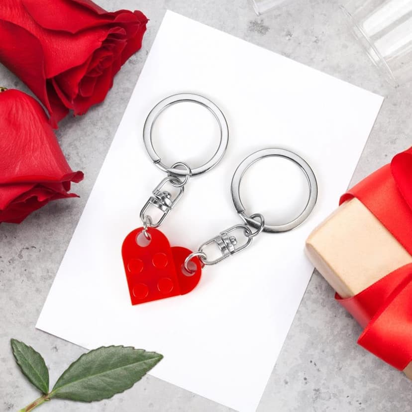 Couples Matching Stuff Gifts - Red Heart Keychain, Matching Couple Heart Keychains Decorations Christmas Valentines Day Gifts for Boyfriend Girlfriend
