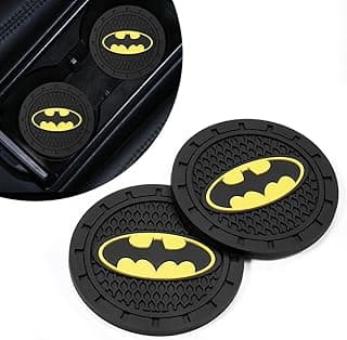Bat Man 2Pcs Car Cup Holder Coasters for Marvel Fans, The Bat Man Car Coasters for Car Cup Holder Insert,Silicone Non-Slip Car Cup Mat, 2.75 Inch