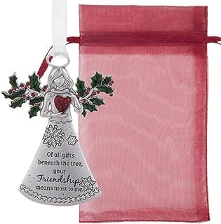 Friends Angel with Holly of All Gifts Beneath The Tree, Your Friendship Means The Most to Me Ornaments Christmas Tree Décor Gifts from Best Friend Presented in a Red Christmas Bag n Gift Box