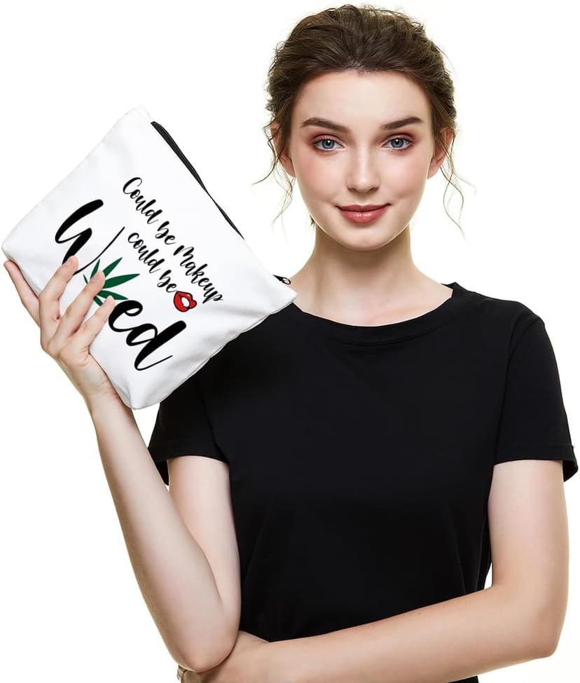 Fokongna Funny Makeup Bag Gifts For Best Friend Woman Gag Gifts for women Funny gifts Weed Small Cosmetic Bag Sister Travel Accessories Organizer Bag Toiletry Case for Birthday Christmas Gifts