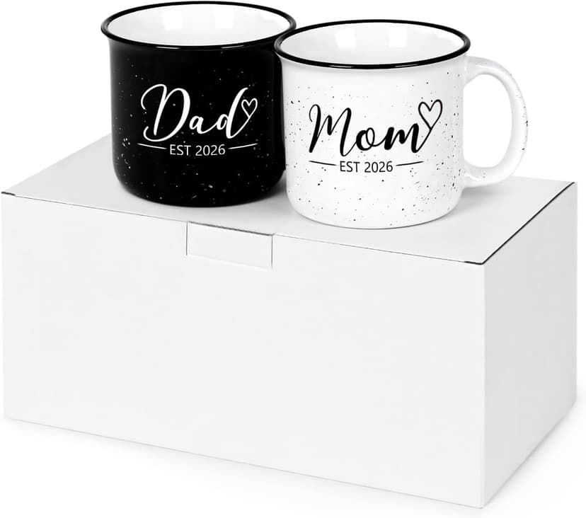 Maustic Mom and Dad Mugs, New Parents Gifts for Couples, New Mom and Dad Est 2026 Gifts for Expecting First Time Parents, 15 Oz