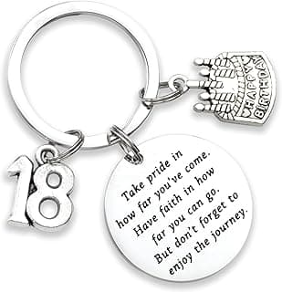 18th Birthday Gifts for Girls Take Pride in How Far You've Come and have Faith Key Chains Best Women Men Happy Eighteen 18th Birthday Keychain
