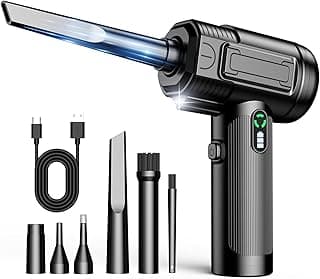 Compressed Air Duster: 100000RPM Electric Air Duster with LED Light Mini Air Blower Rechargeable Cordless Keyboard Cleaning Jet Dry Blower - Car, PC and Home Cleaning Kit Replaces Compressed Air Can