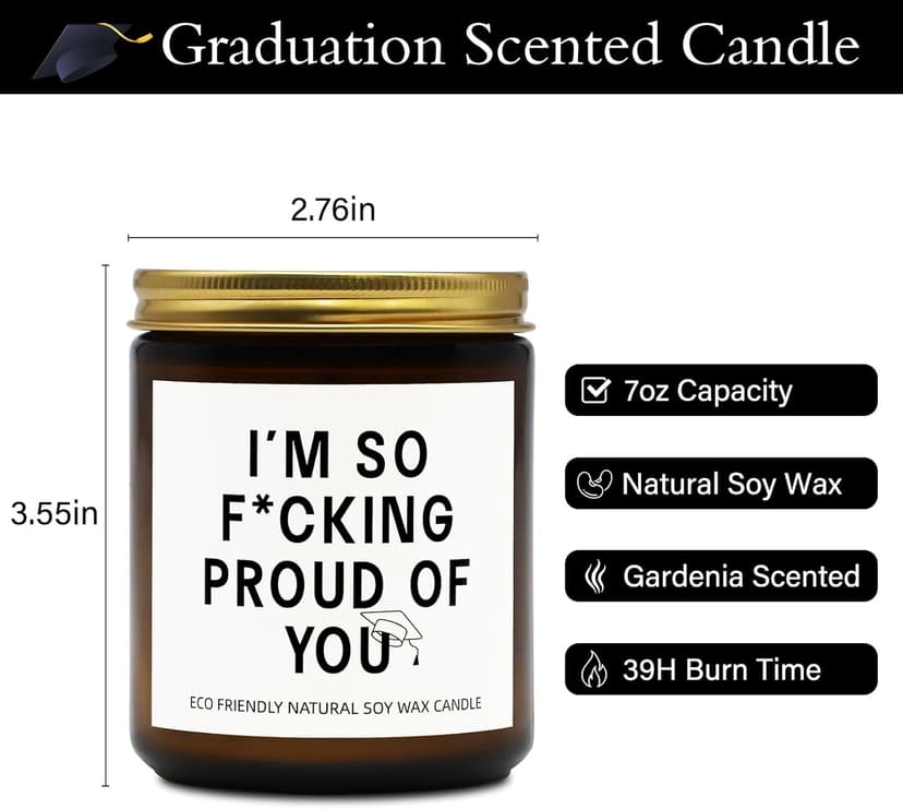 Funny Graduation Gift for Her/Him, So Proud of You Graduation Candle for Party Decorations, Gardenia Scented Candle High School College Grad Gift